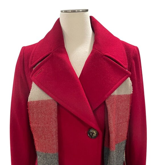 London Fog Red Wool Blend Peacoat Scarf Medium Women Winter Classic Trendy - Picture 6 of 12